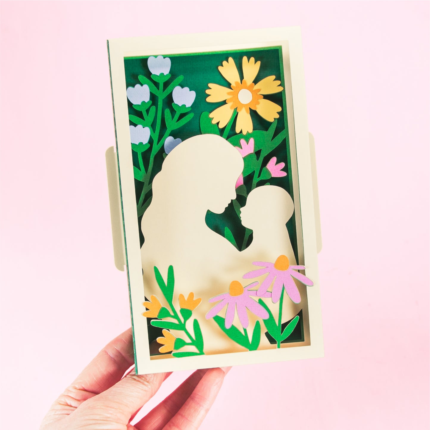 Mom and Baby Card with Flowers - 3D New Baby Card SVG