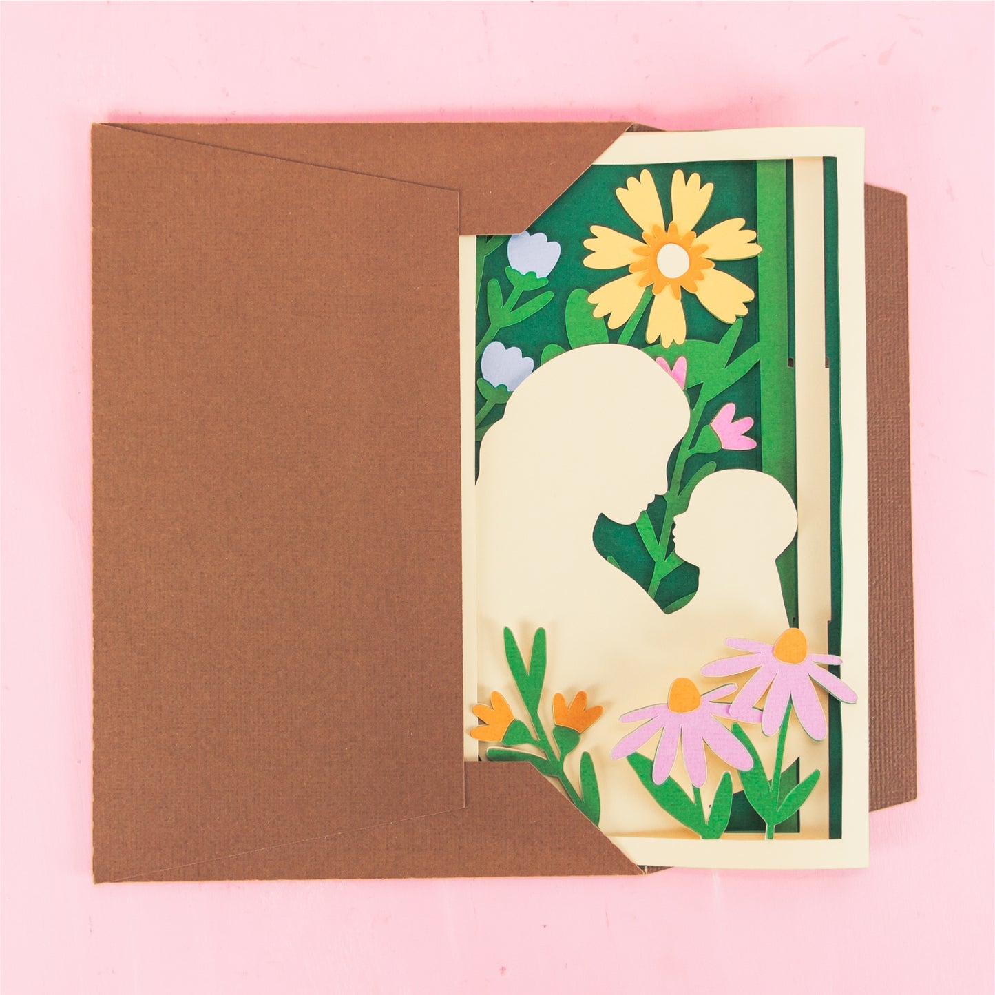 Mom and Baby Card with Flowers - 3D New Baby Card SVG