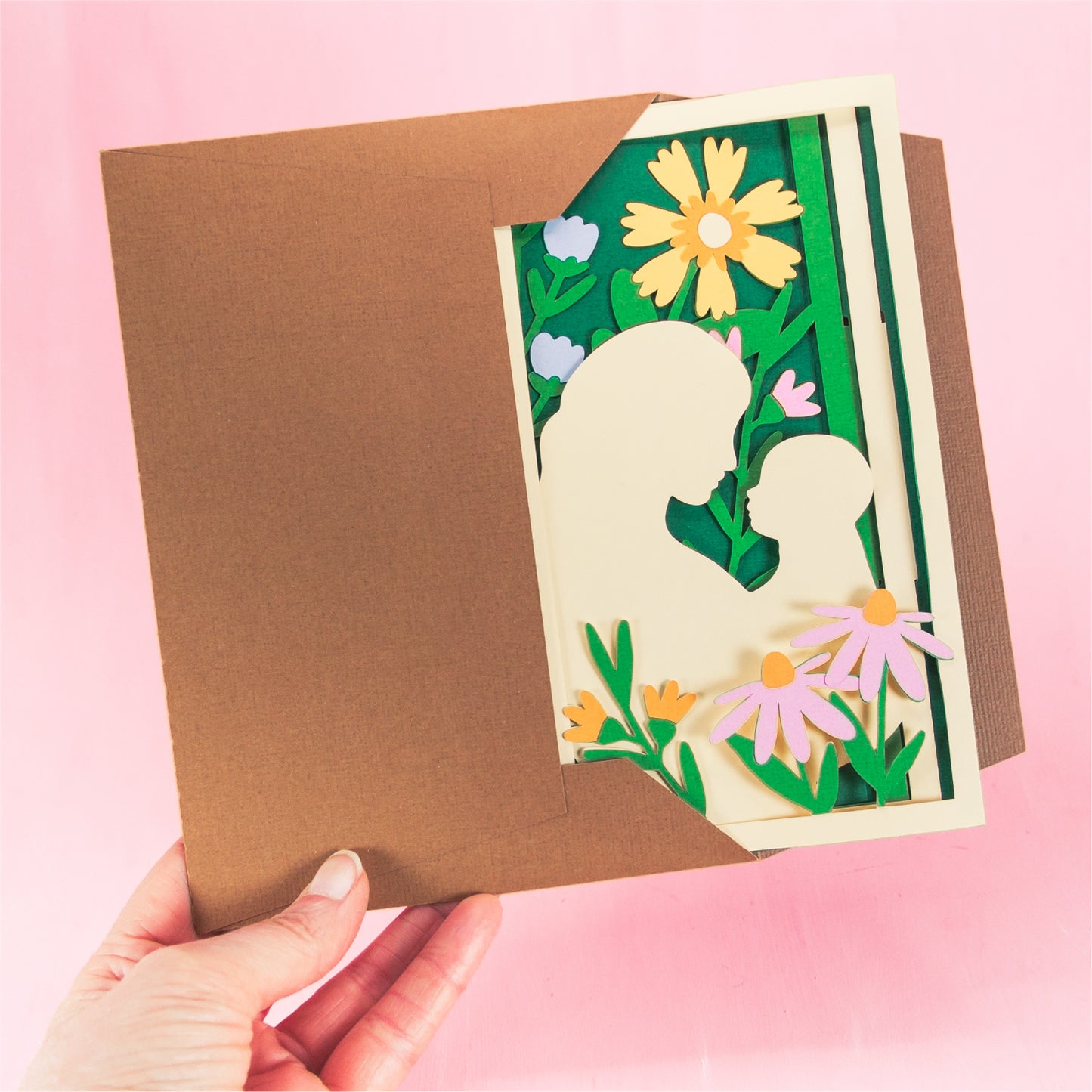 Mom and Baby Card with Flowers - 3D New Baby Card SVG