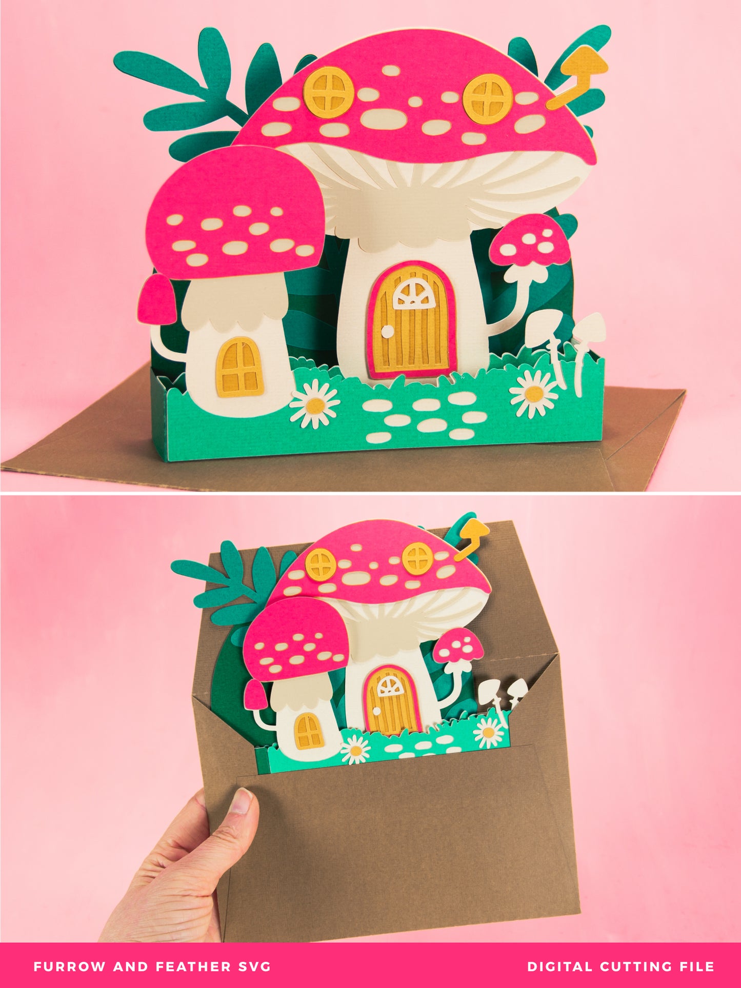 Mushroom House Card - 3D Card SVG
