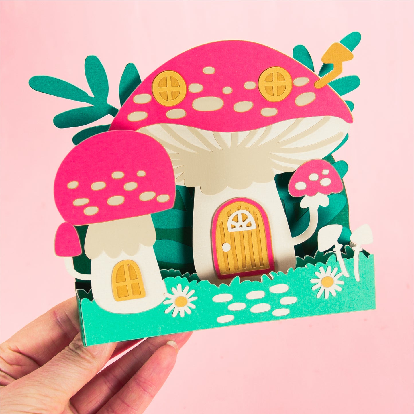 Mushroom House Card - 3D Card SVG