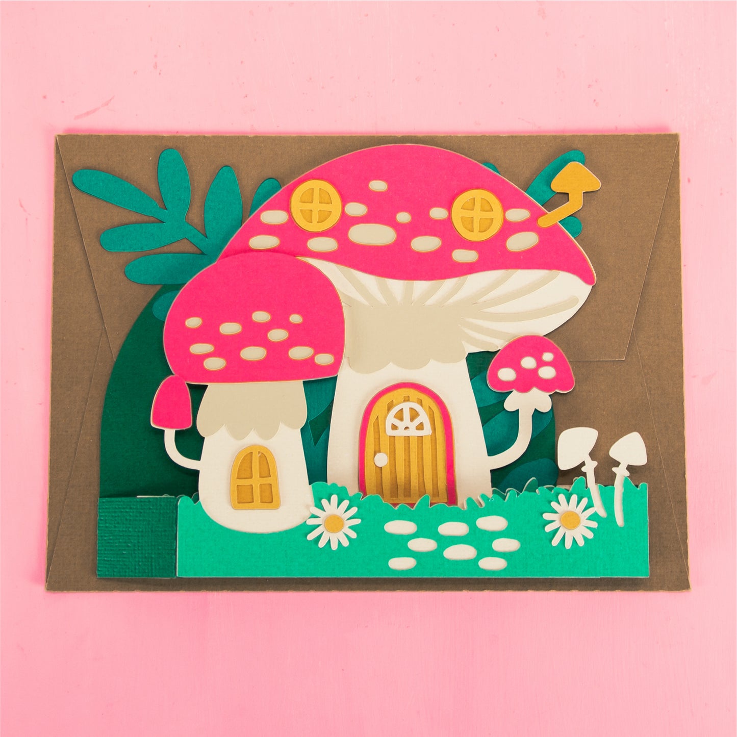 Mushroom House Card - 3D Card SVG