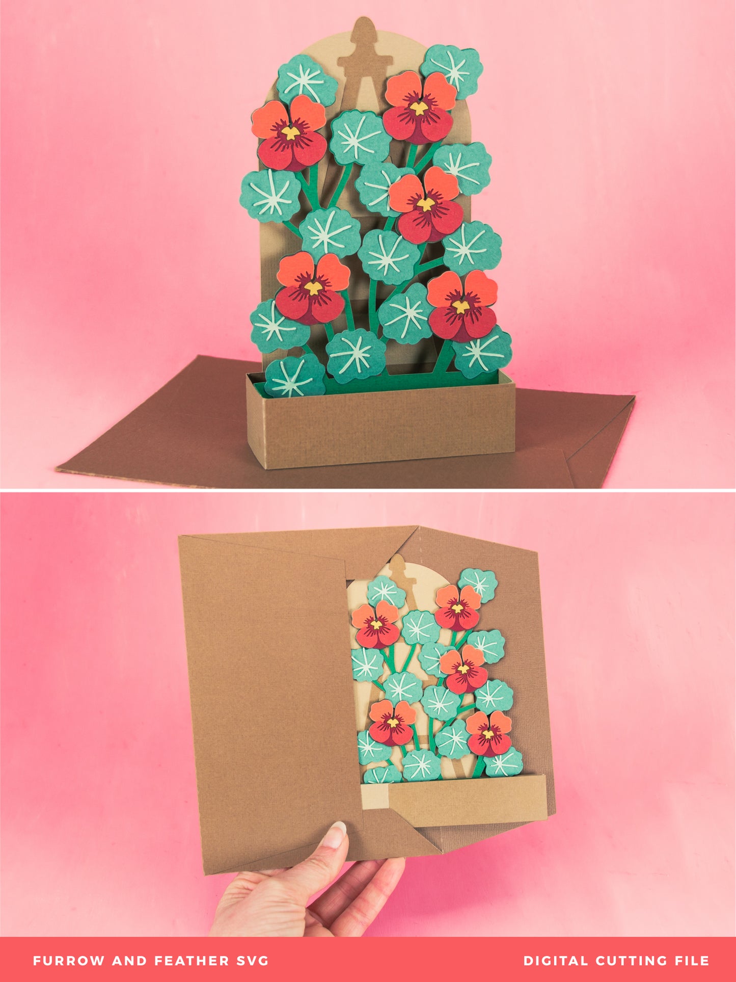 Nasturtium Trellis Card - Flower Card SVG