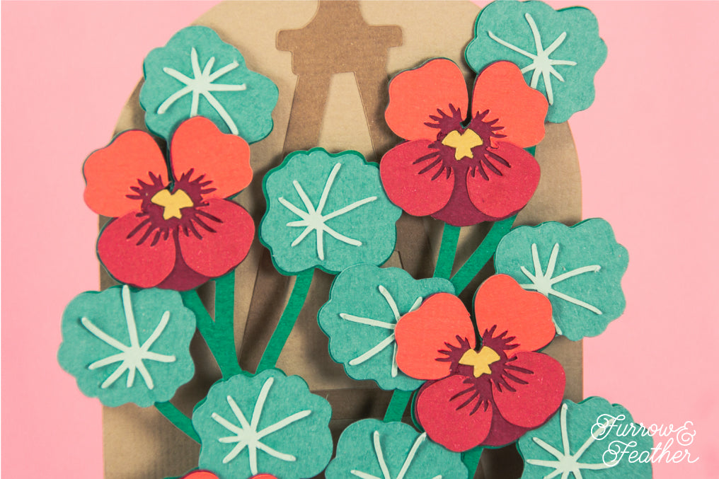 Nasturtium Trellis Card - Flower Card SVG