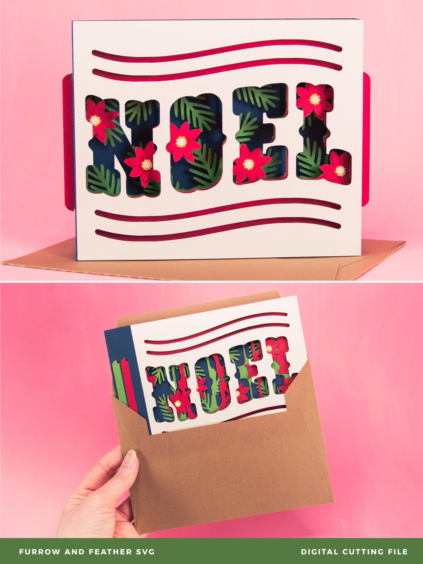 Noel Shadowbox Card - 3D Christmas Card SVG