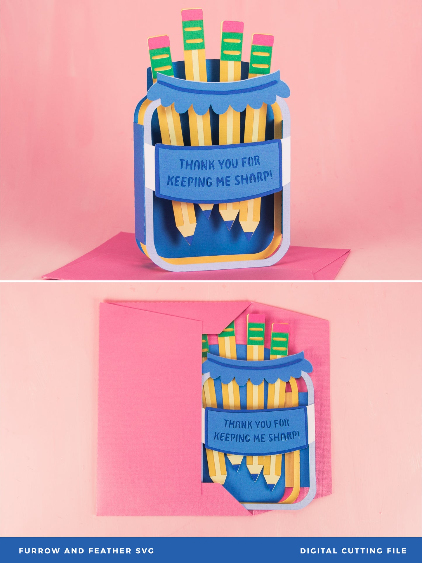 3D Pencils in Jar Card - Teacher Appreciation Card SVG