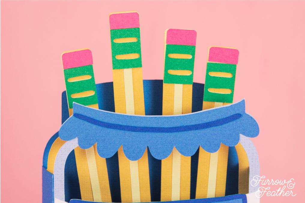 3D Pencils in Jar Card - Teacher Appreciation Card SVG