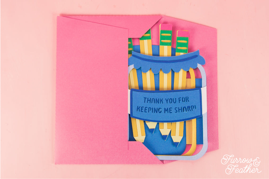 3D Pencils in Jar Card - Teacher Appreciation Card SVG