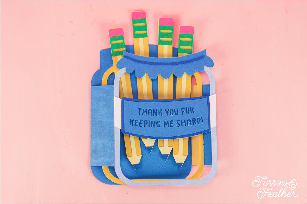 3D Pencils in Jar Card - Teacher Appreciation Card SVG