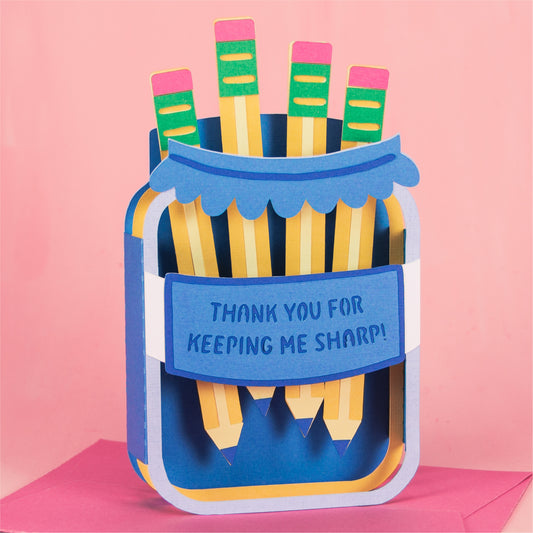 3D Pencils in Jar Card - Teacher Appreciation Card SVG