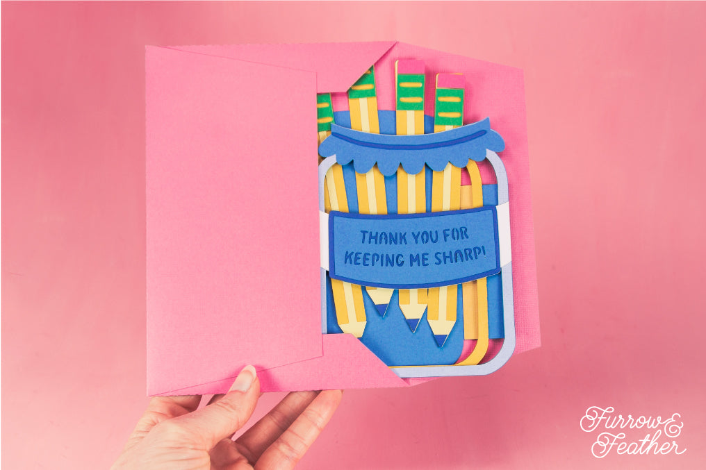 3D Pencils in Jar Card - Teacher Appreciation Card SVG