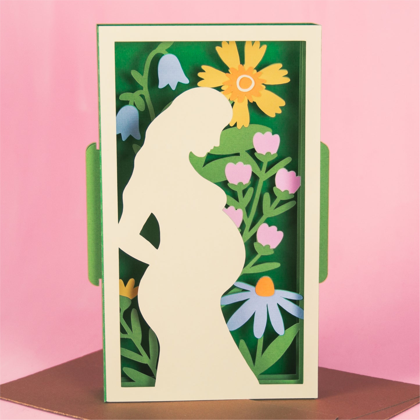 Elegant Pregnancy Card with Flowers - 3D Baby Shower Card SVG