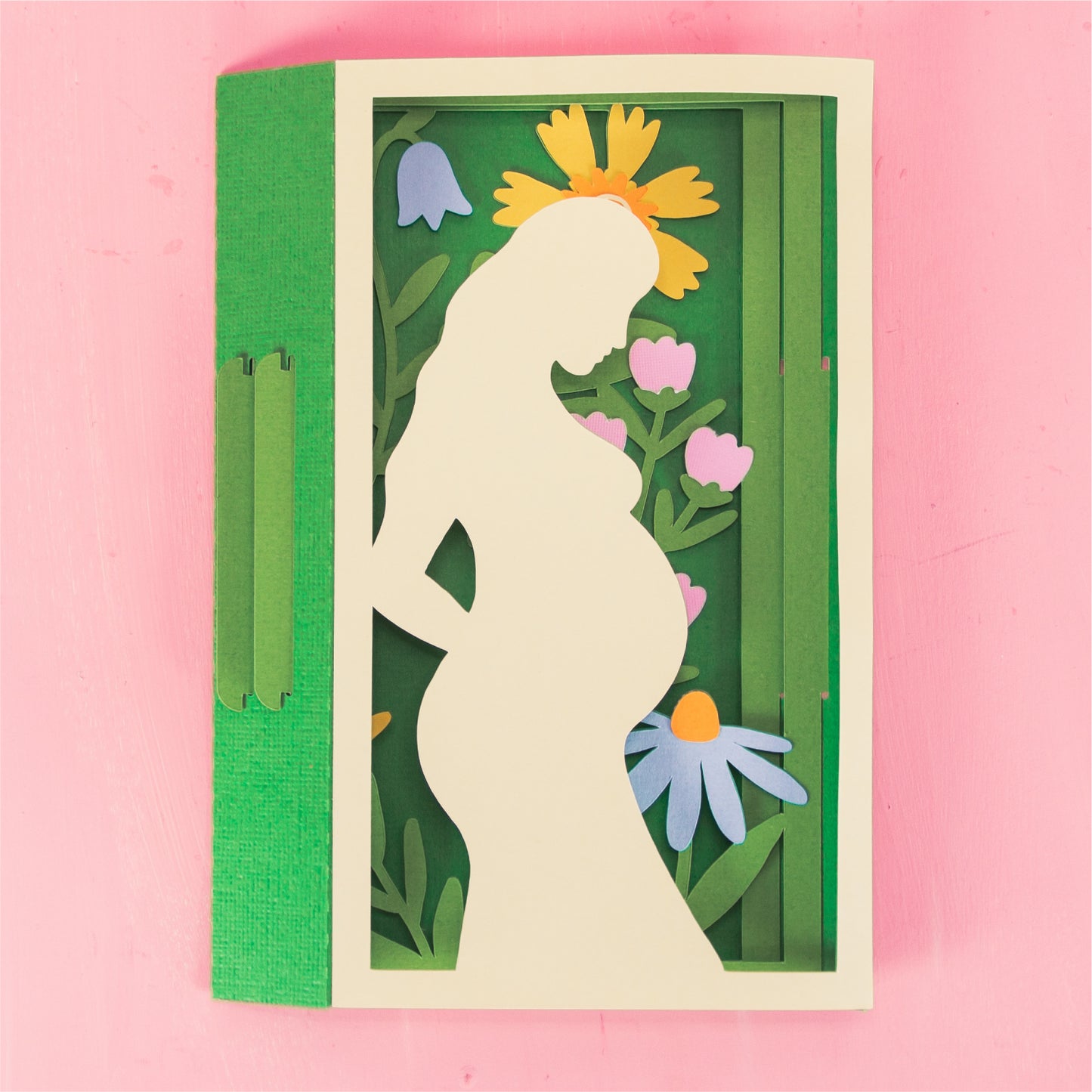 Elegant Pregnancy Card with Flowers - 3D Baby Shower Card SVG