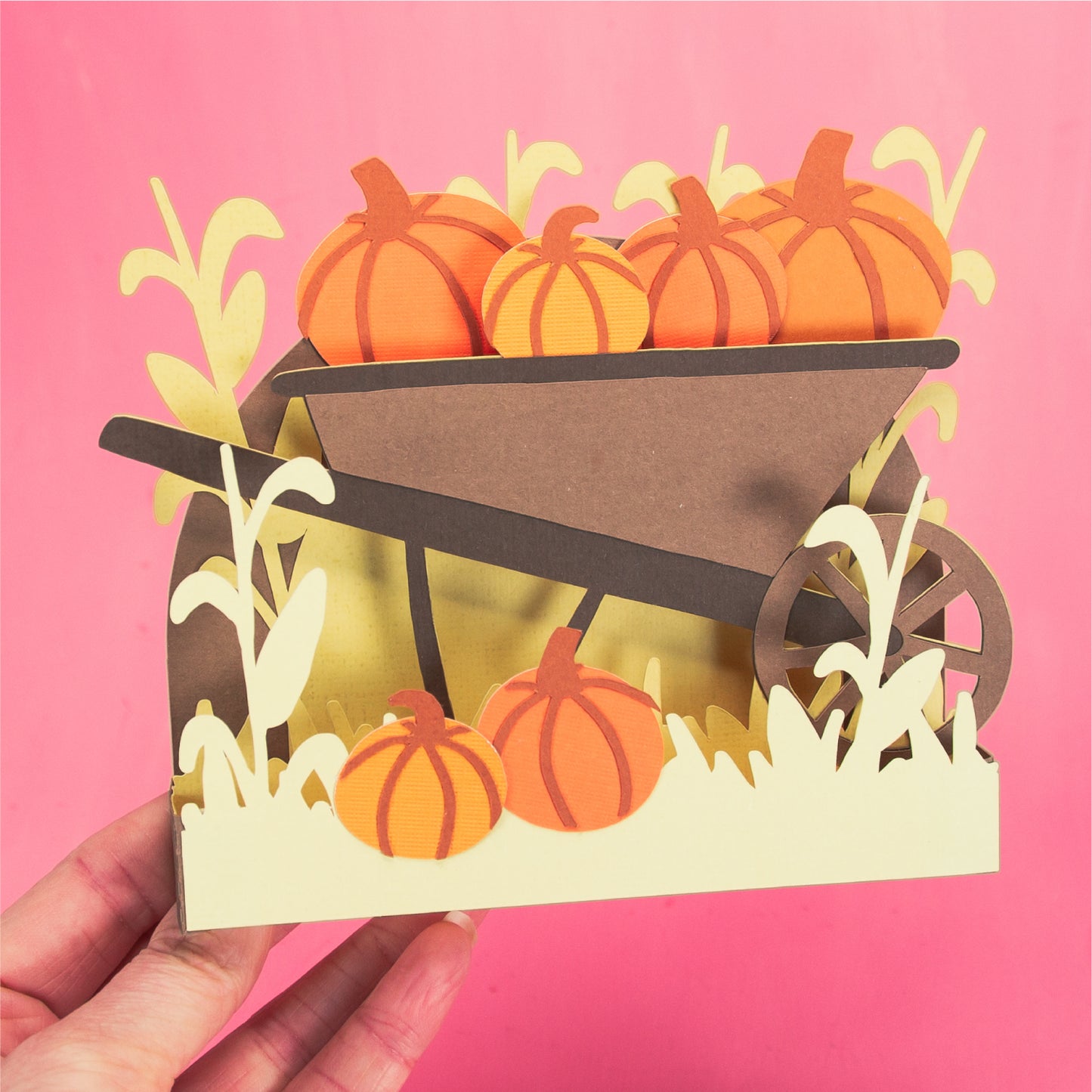 Pumpkin Patch Wheelbarrow Card - 3D Card SVG