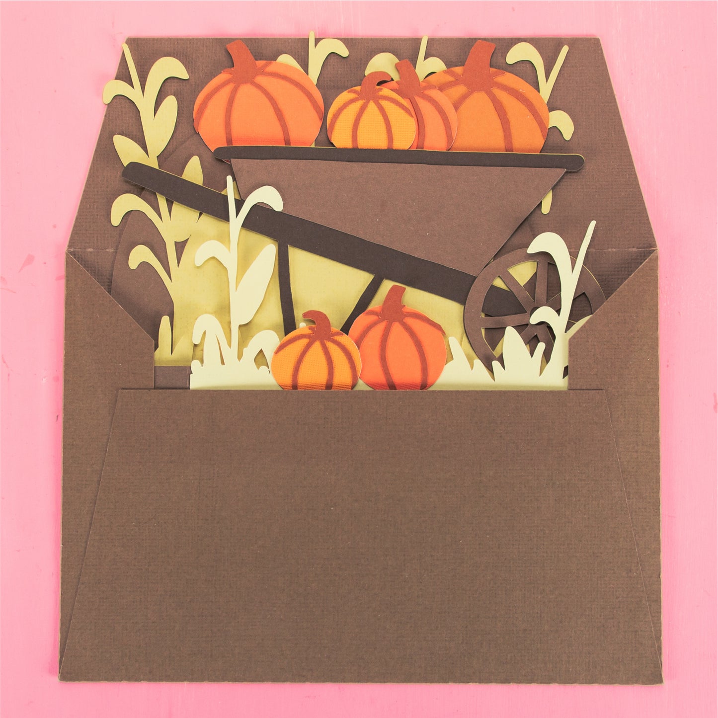 Pumpkin Patch Wheelbarrow Card - 3D Card SVG