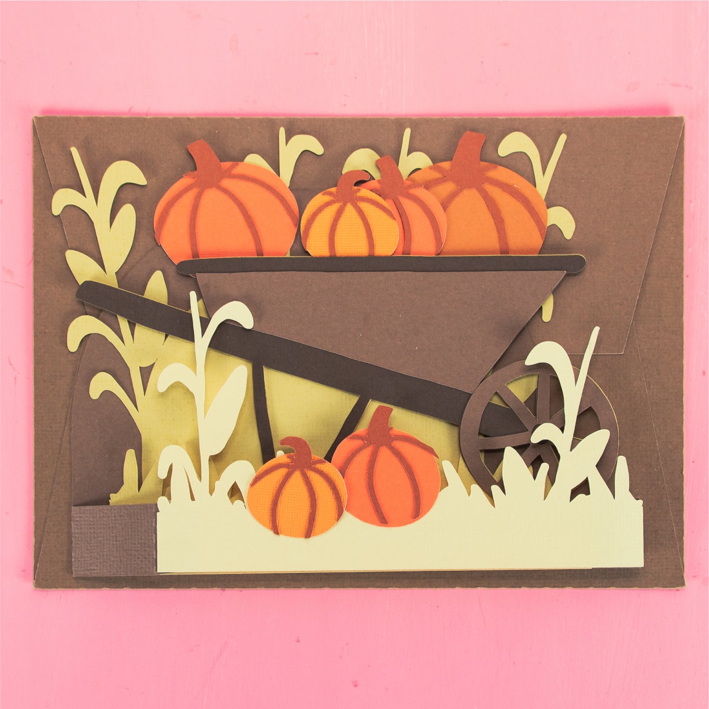 Pumpkin Patch Wheelbarrow Card - 3D Card SVG