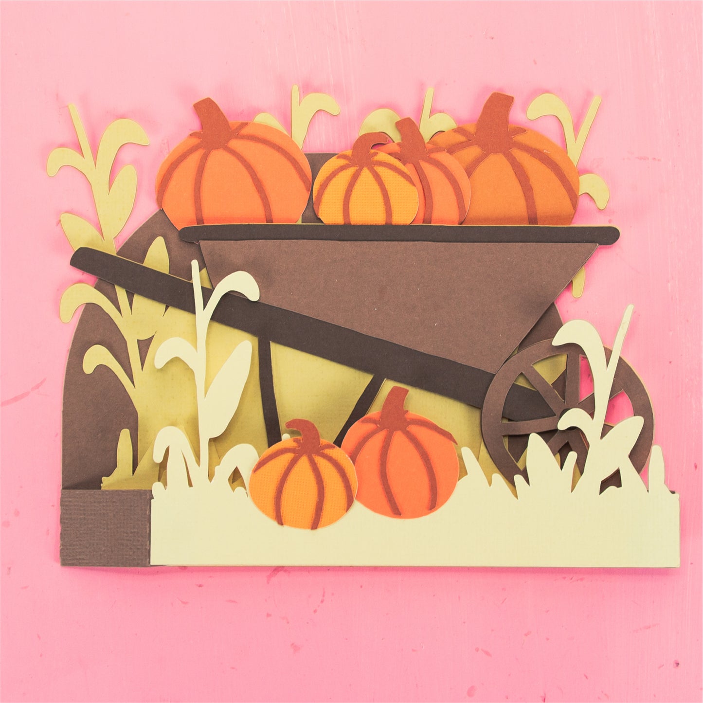 Pumpkin Patch Wheelbarrow Card - 3D Card SVG