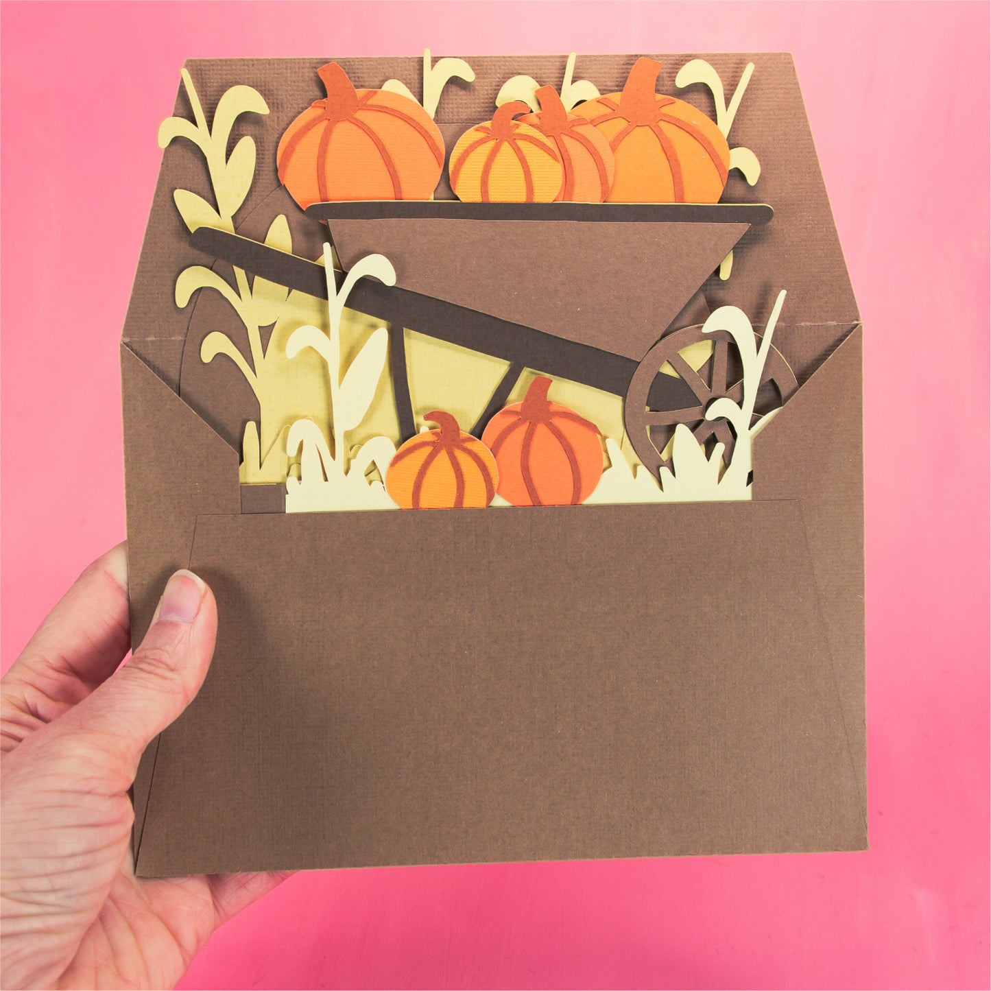Pumpkin Patch Wheelbarrow Card - 3D Card SVG