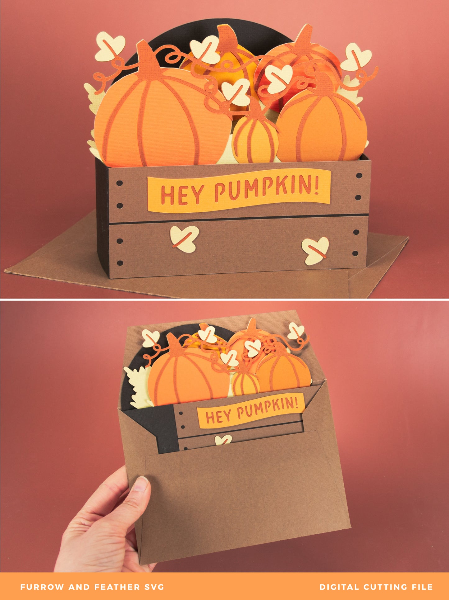 Pumpkins in a Crate Card - 3D Card SVG