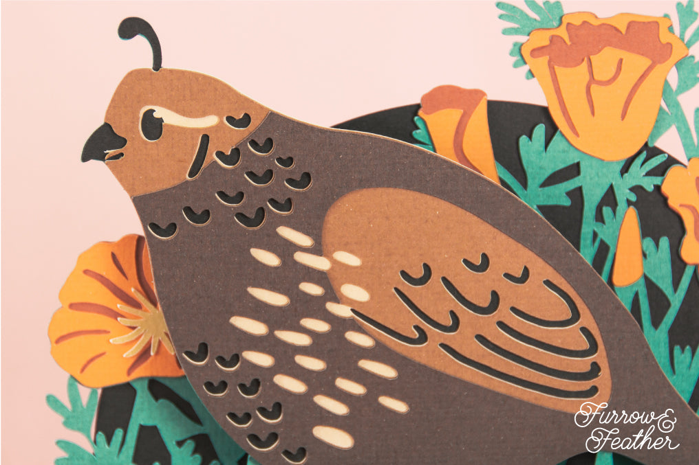 Quail and Chicks Card - 3D Mother's Day Card SVG