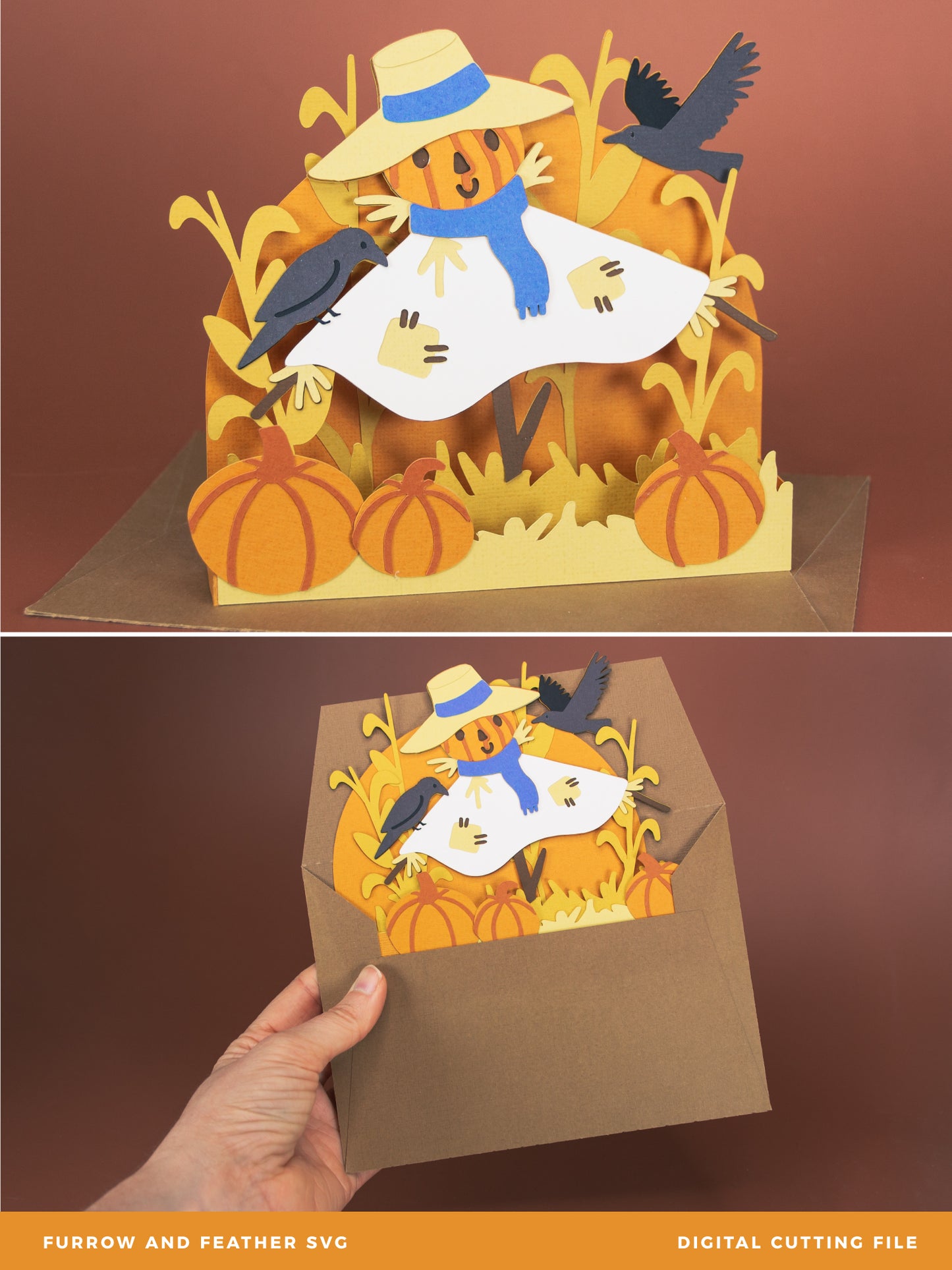 Autumn Scarecrow Card - 3D Card SVG