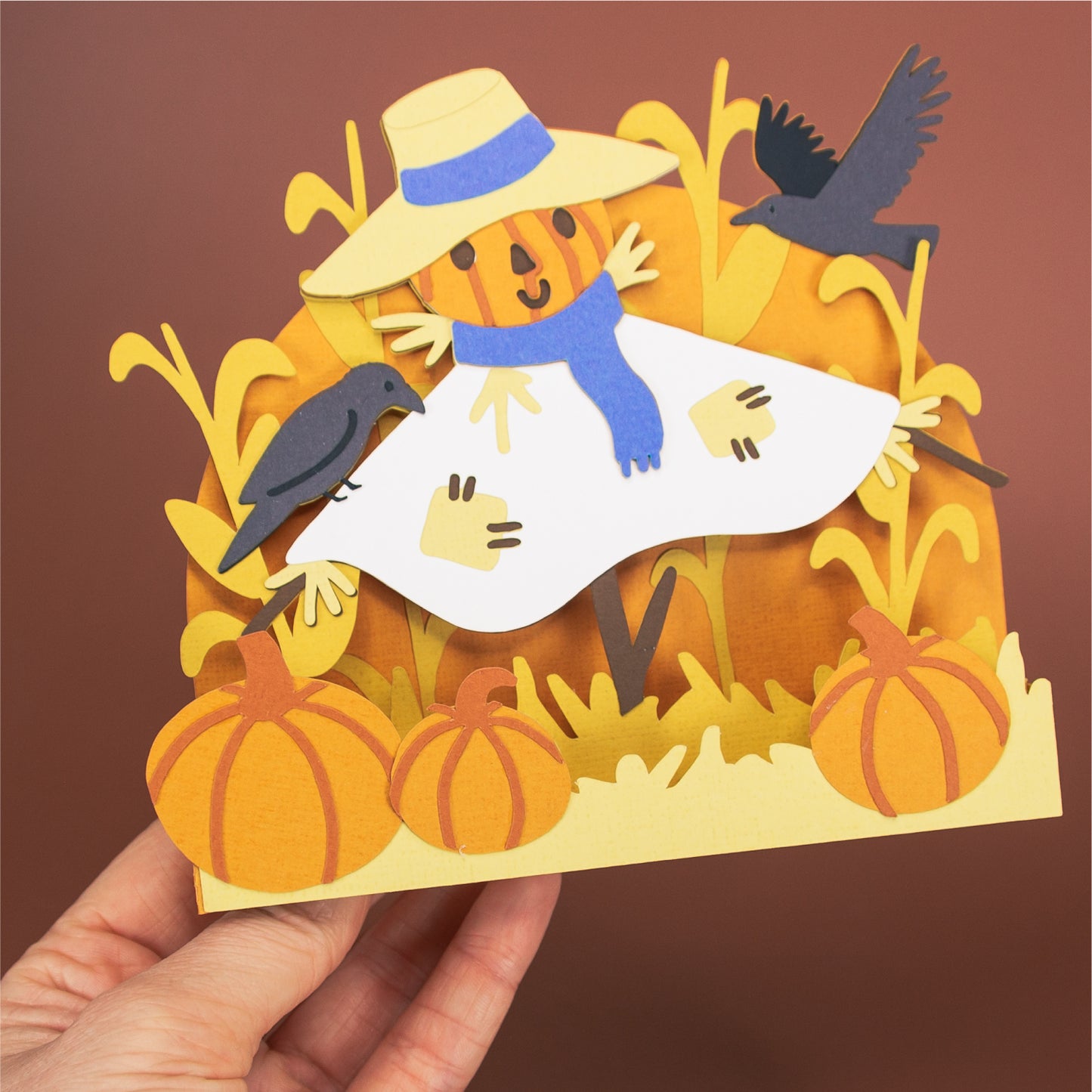 Autumn Scarecrow Card - 3D Card SVG