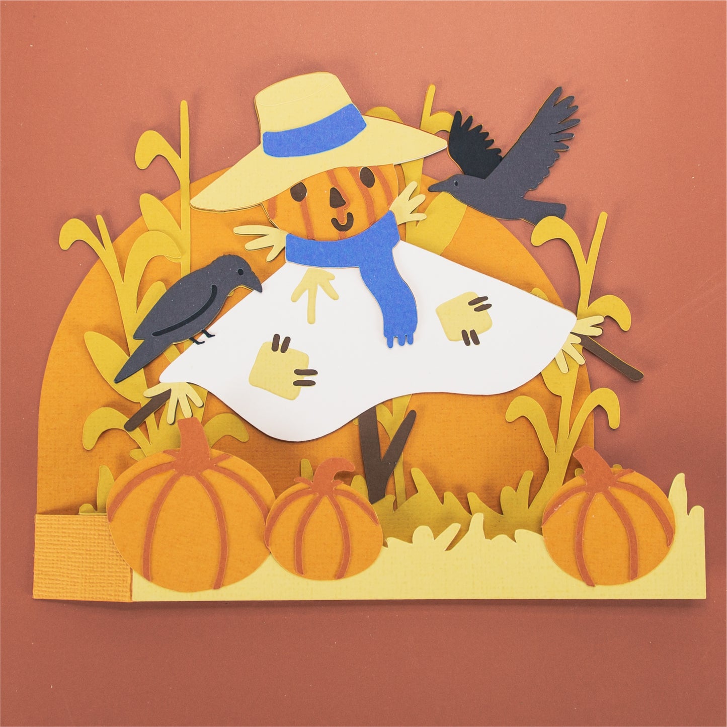 Autumn Scarecrow Card - 3D Card SVG