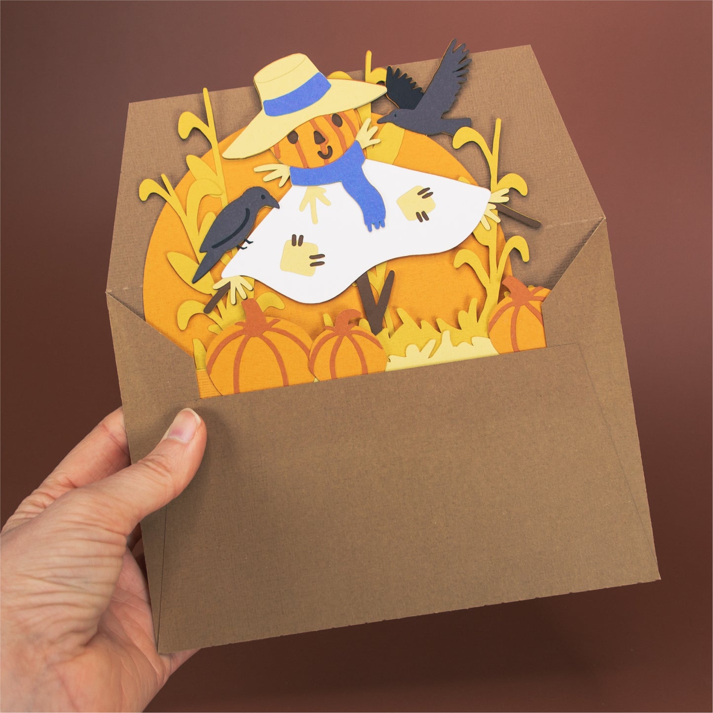Autumn Scarecrow Card - 3D Card SVG