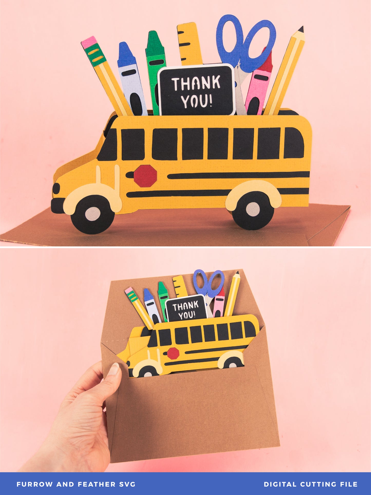 School Bus Card - Teacher Appreciation Card SVG