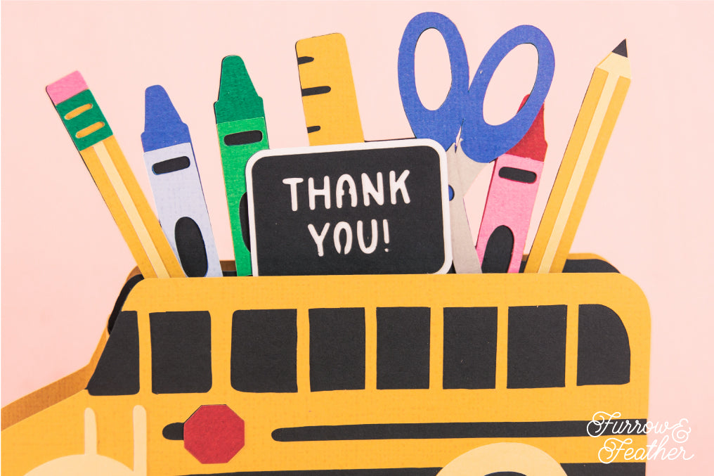 School Bus Card - Teacher Appreciation Card SVG
