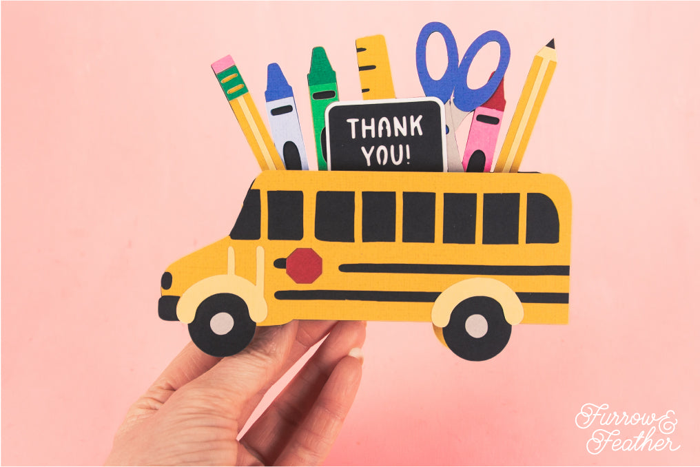 School Bus Card - Teacher Appreciation Card SVG
