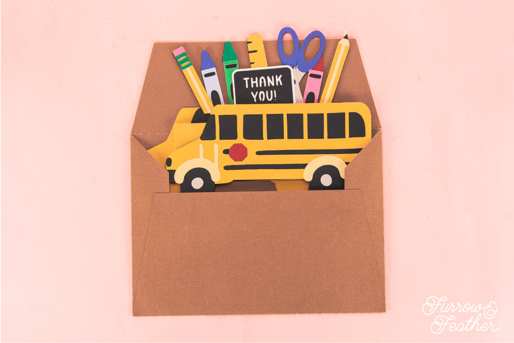 School Bus Card - Teacher Appreciation Card SVG