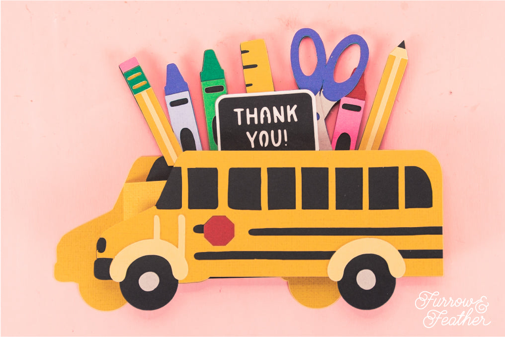 School Bus Card - Teacher Appreciation Card SVG