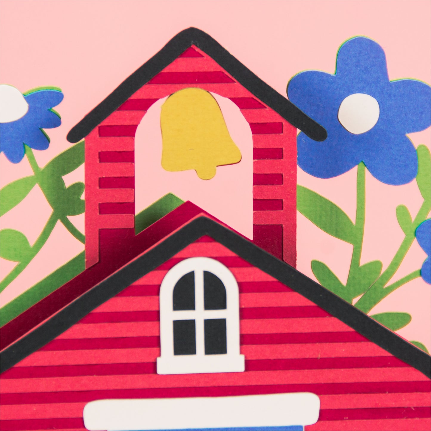 School House with Wildflowers Card - 3D Card SVG