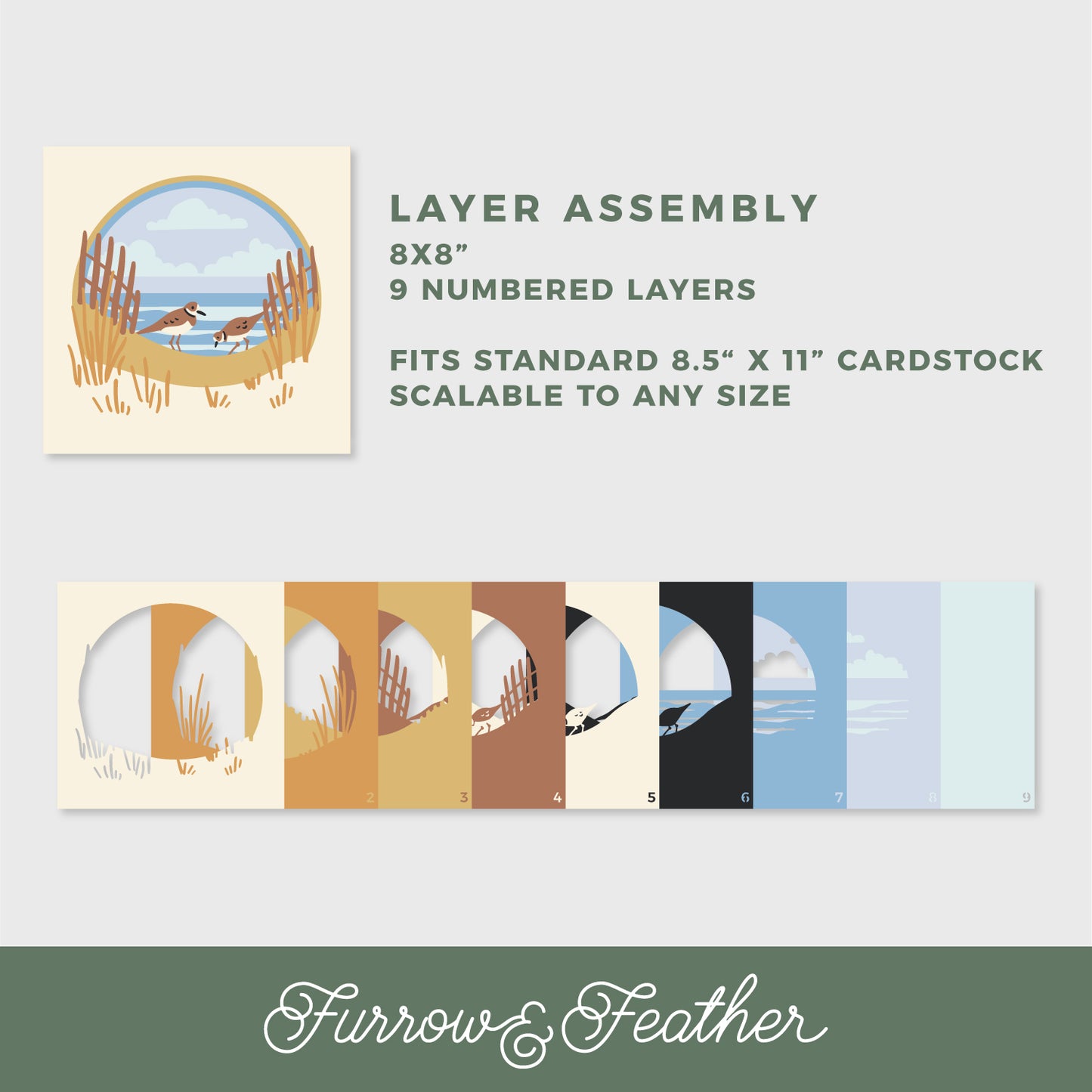 Sand Dune Beach Shadow Box - 3D Summer Shadowbox SVG