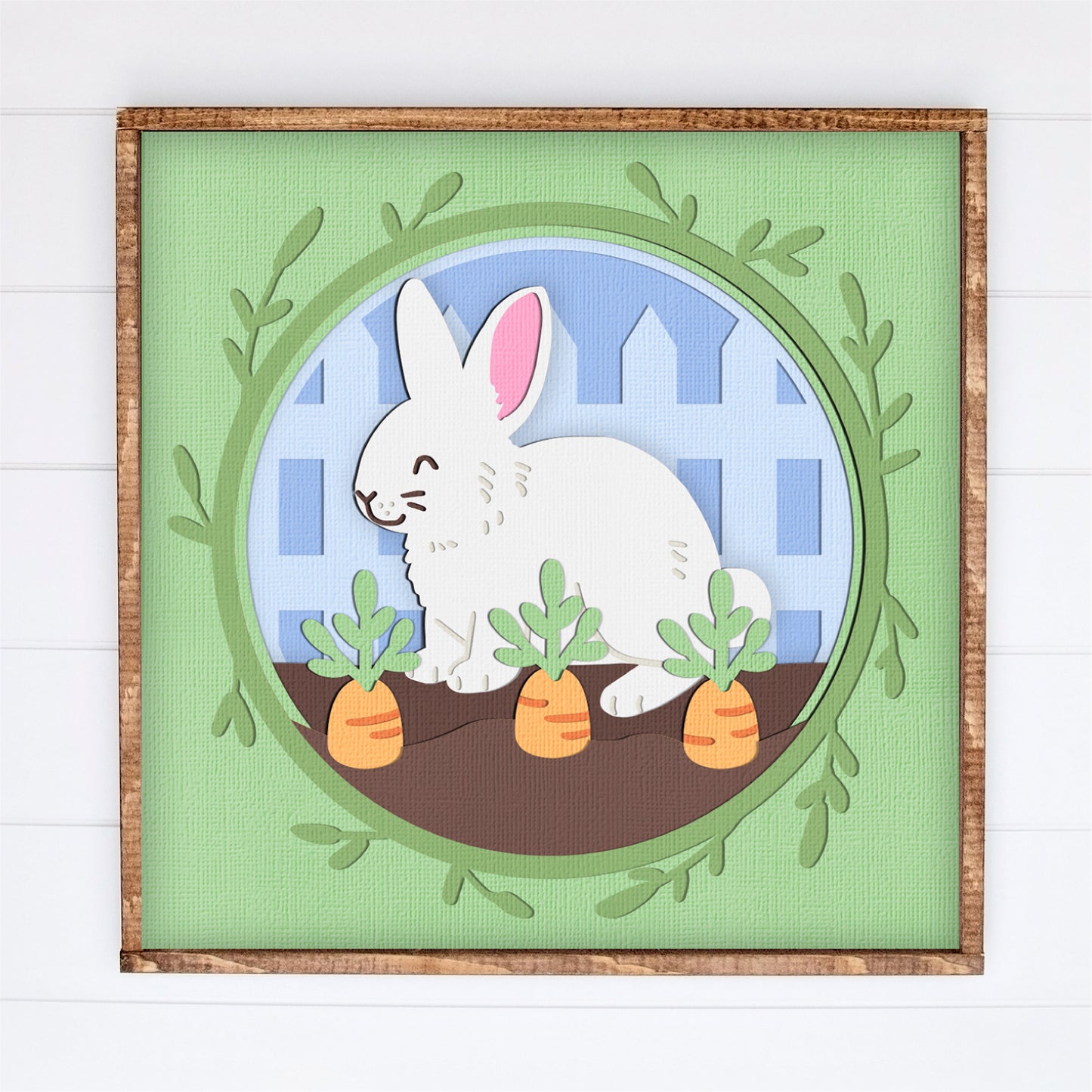Bunny in Carrot Garden Shadow Box - 3D Easter Shadowbox SVG