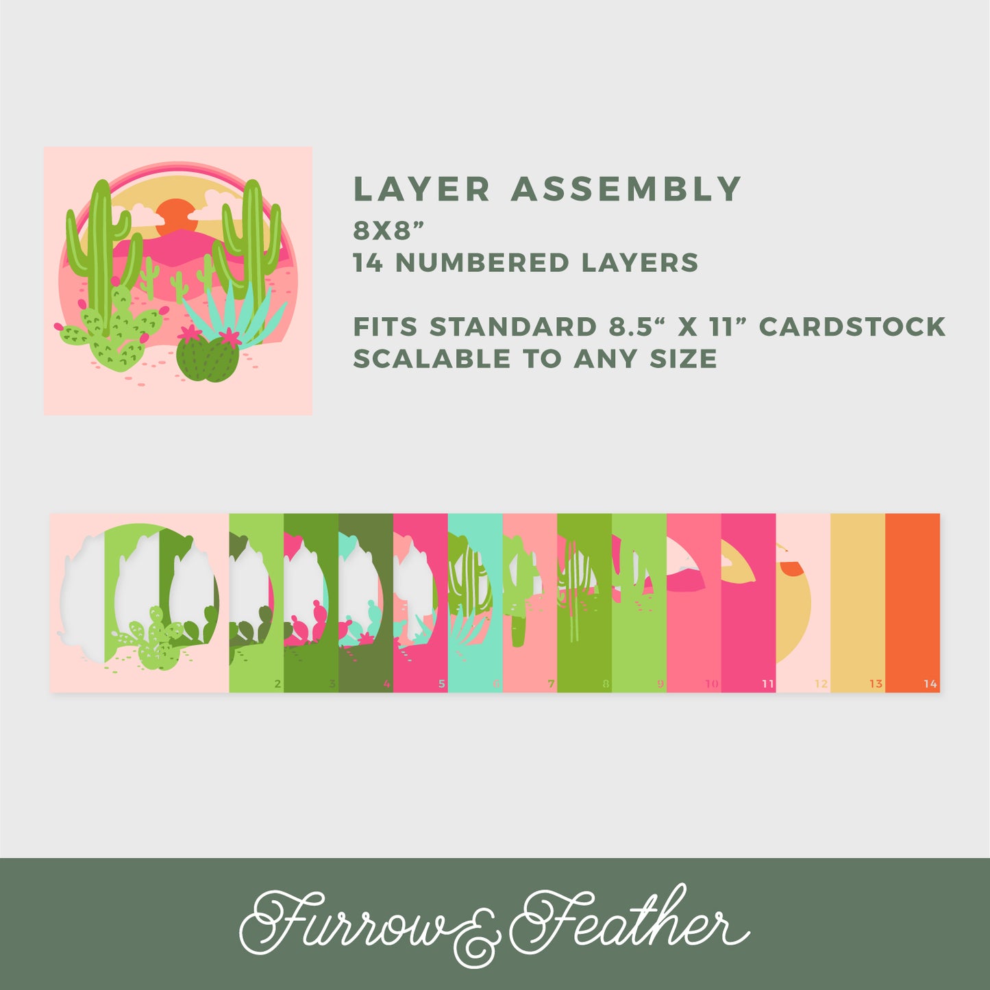 Western Desert Scene Shadow Box - 3D Shadowbox SVG