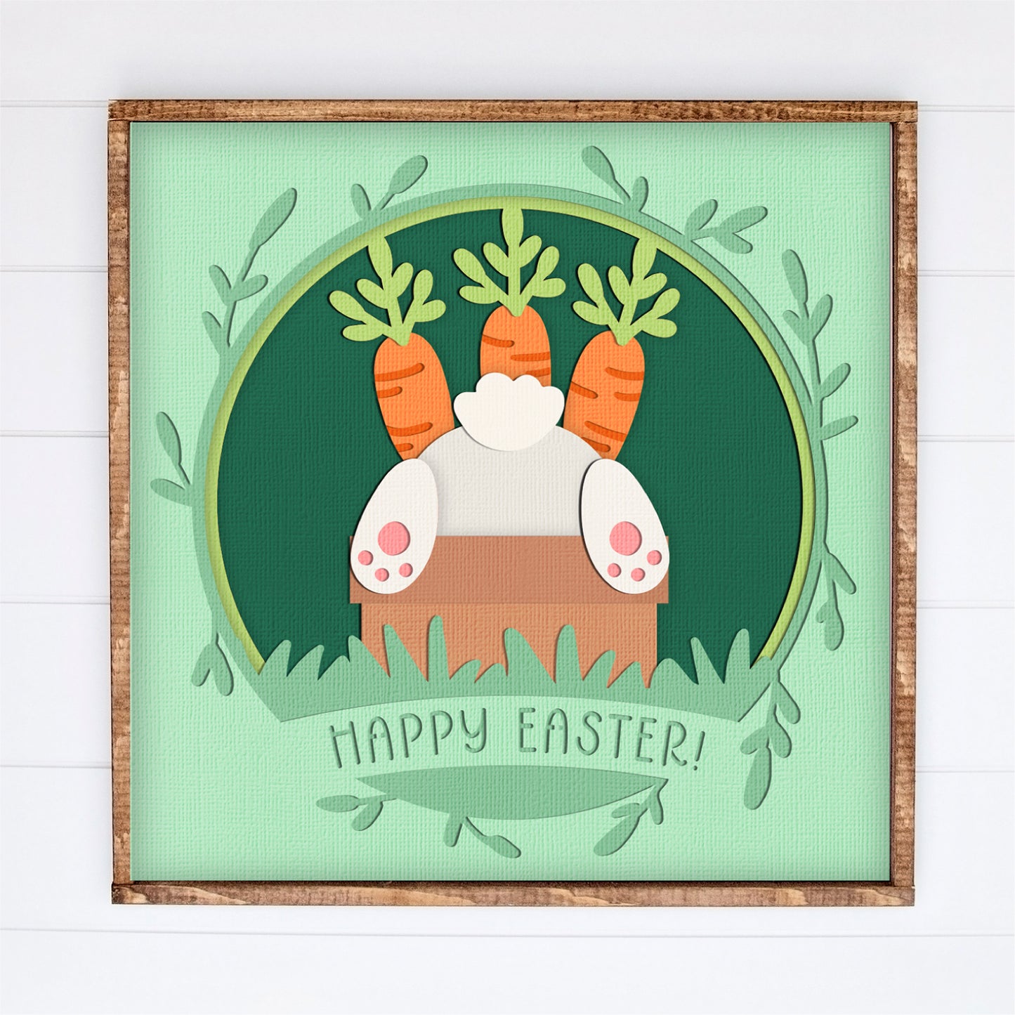 Easter Bunny Bum in Carrot Pot Shadow Box - 3D Easter Shadowbox SVG