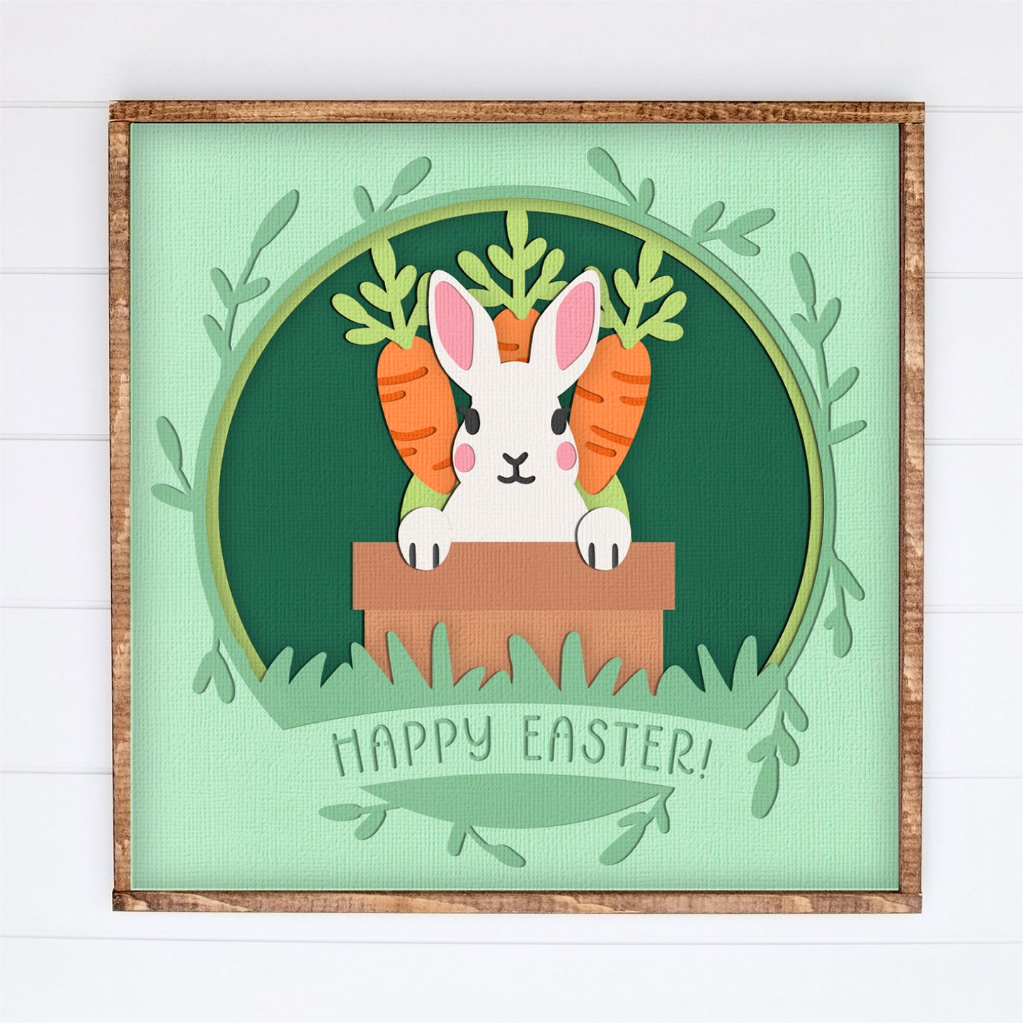 Easter Bunny in Carrot Pot Shadow Box - 3D Easter Shadowbox SVG