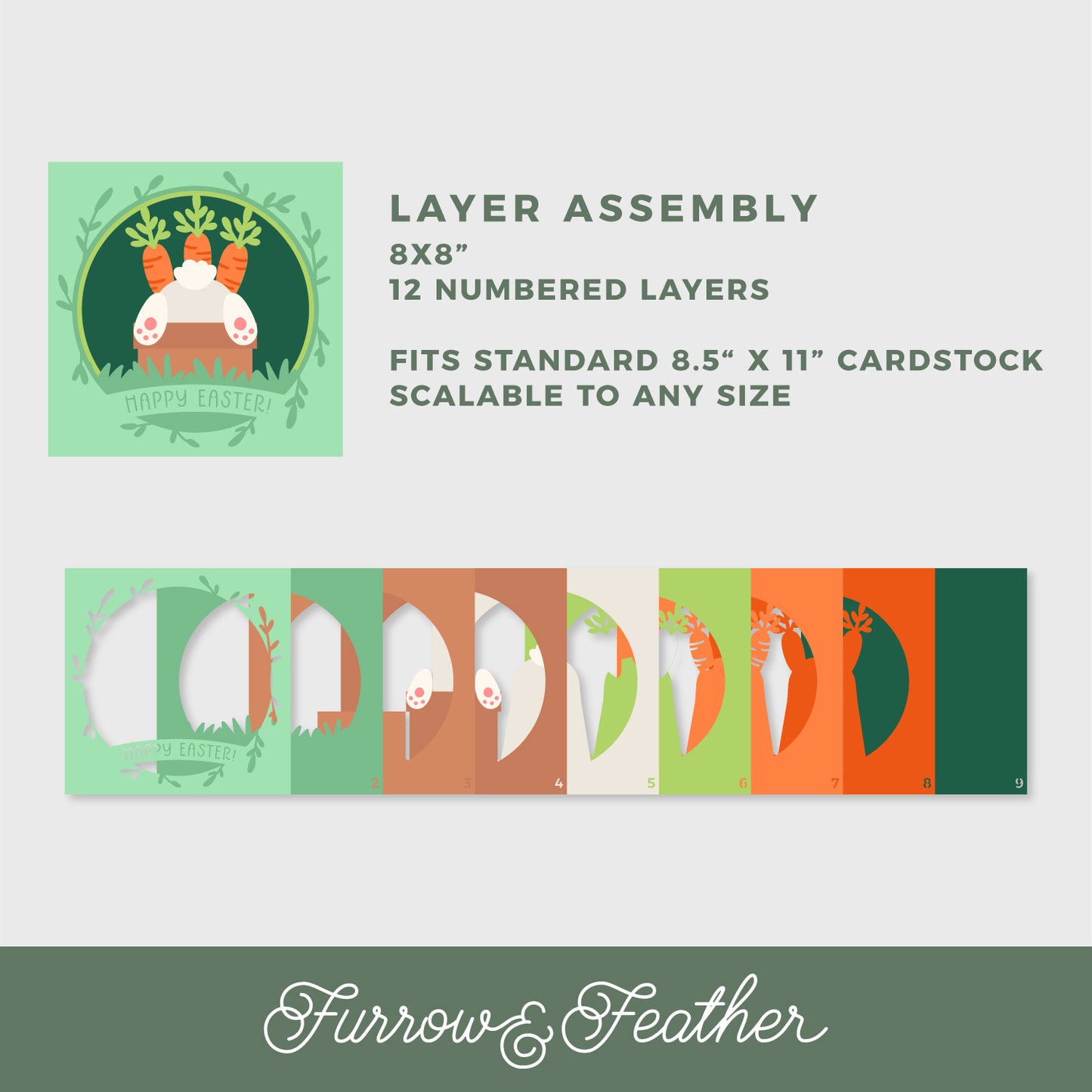 Easter Bunny Bum in Carrot Pot Shadow Box - 3D Easter Shadowbox SVG