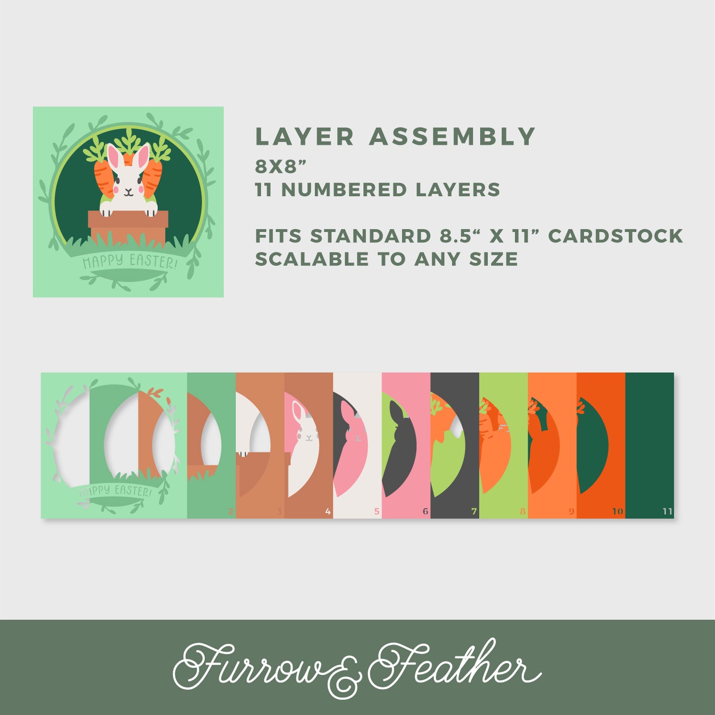Easter Bunny in Carrot Pot Shadow Box - 3D Easter Shadowbox SVG