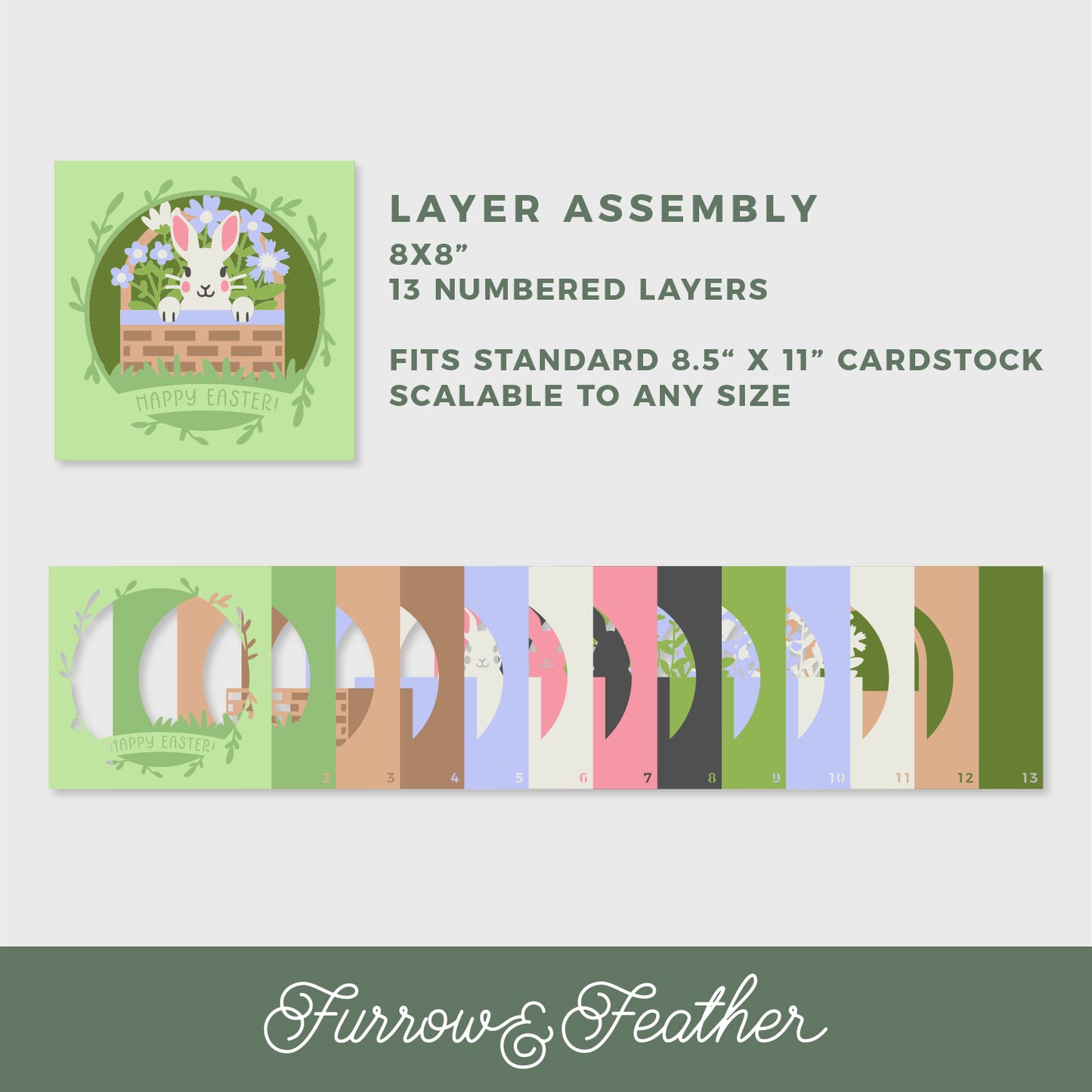 Easter Bunny in Basket Shadow Box - 3D Easter Shadowbox SVG