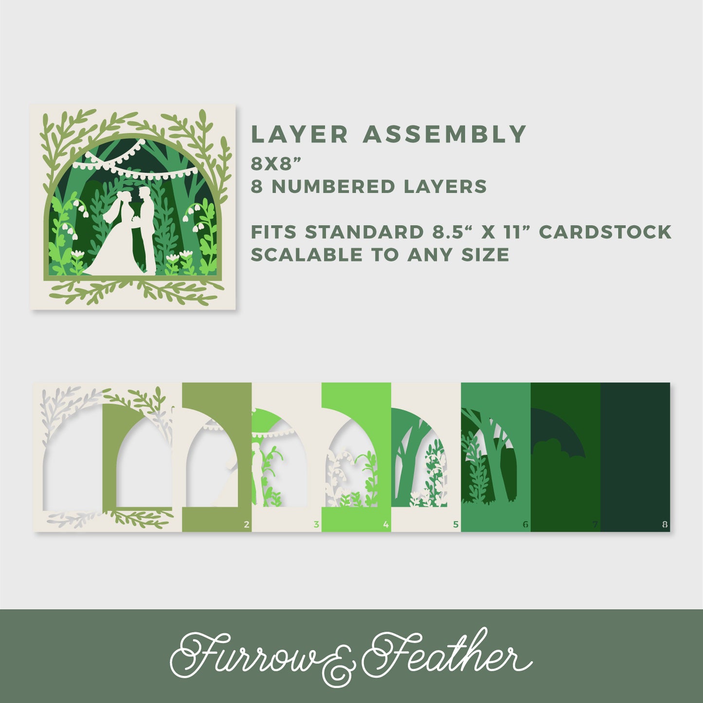 Elegant Wedding Shadow Box - 3D Marriage Shadowbox SVG