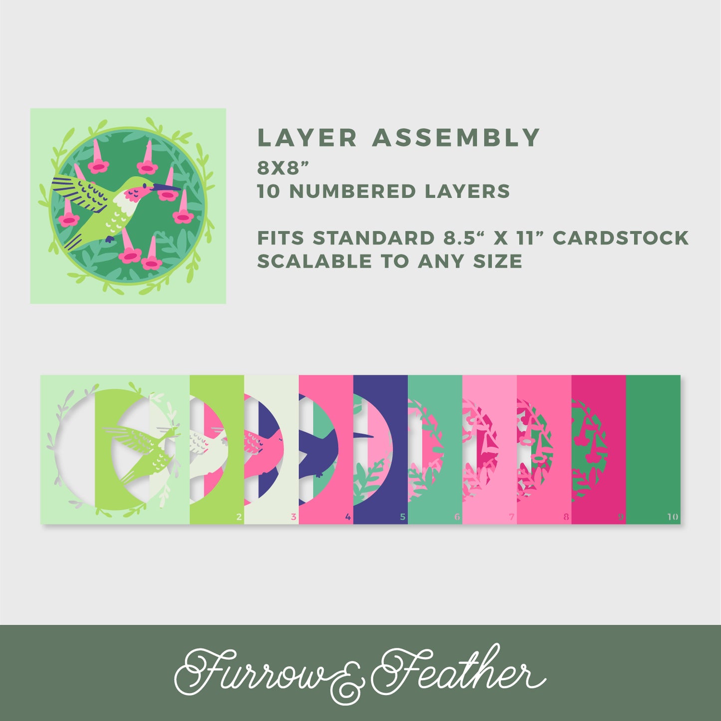 Hummingbird Shadow Box - 3D Flower Shadowbox SVG