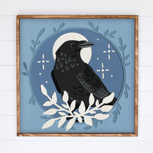Raven with Moon Shadow Box - 3D Halloween Shadowbox SVG