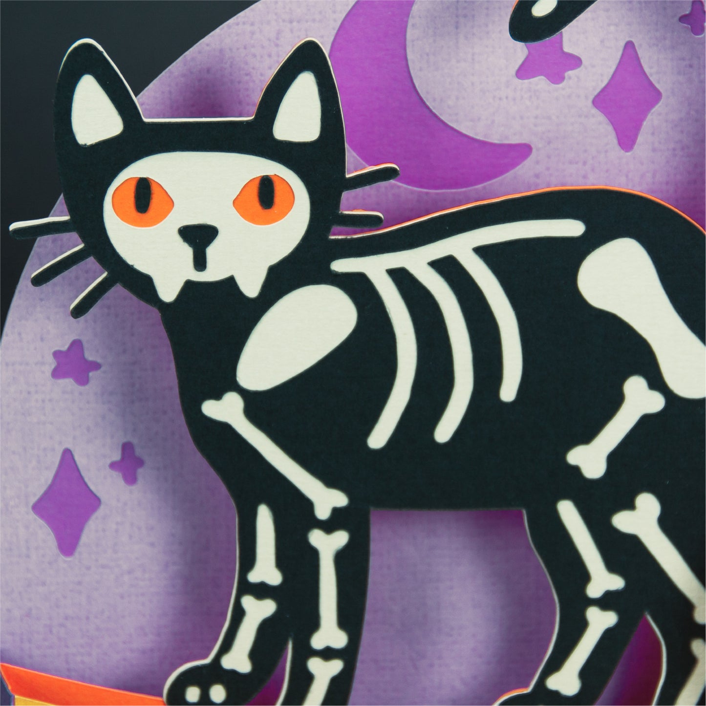 Skeleton Kitty Card - 3D Halloween Card SVG