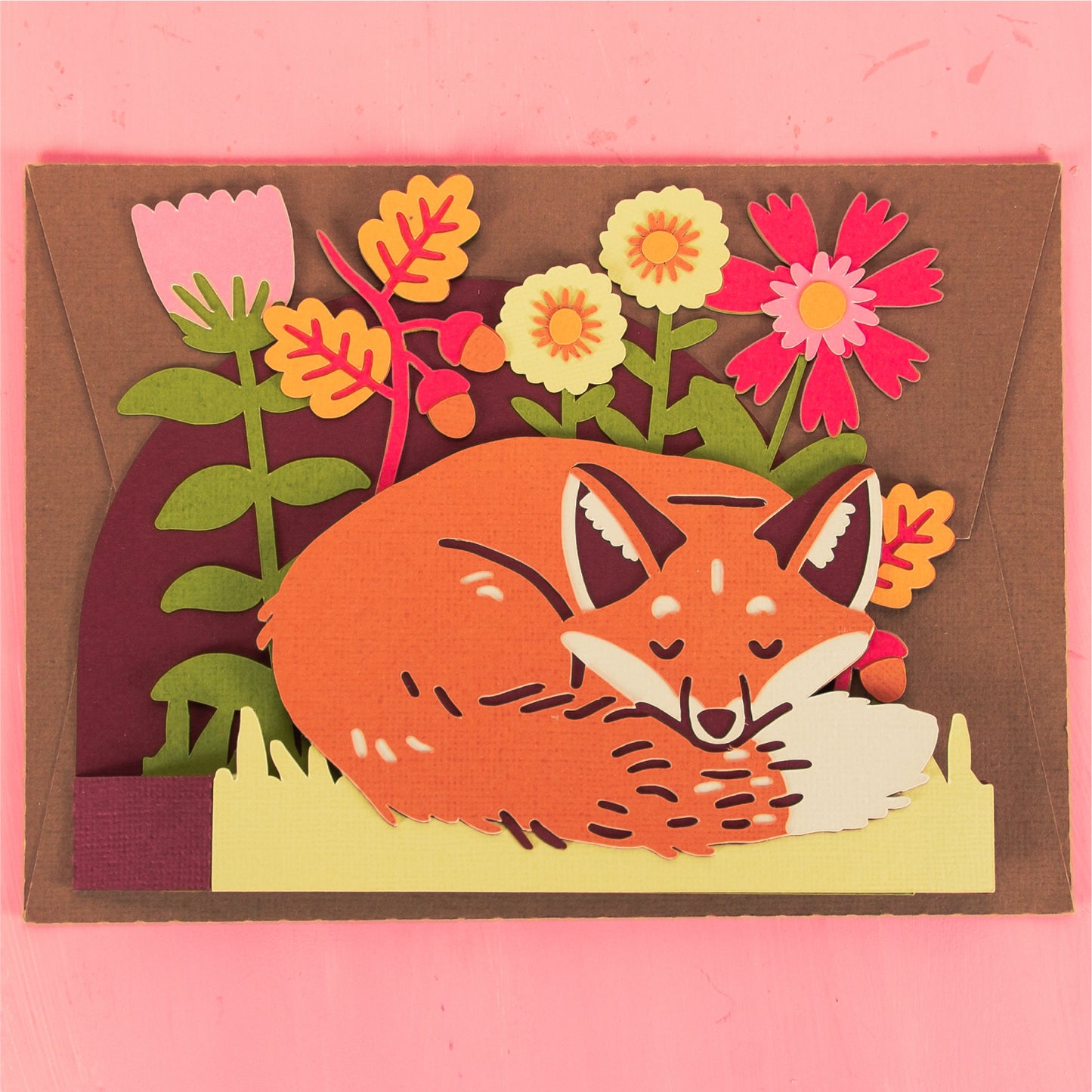 Sleeping Fox Card - 3D Card SVG