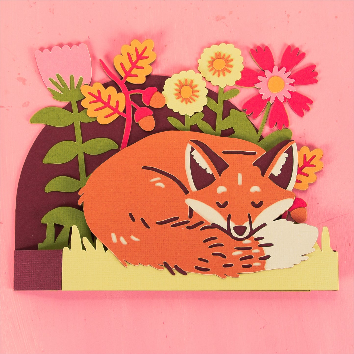 Sleeping Fox Card - 3D Card SVG