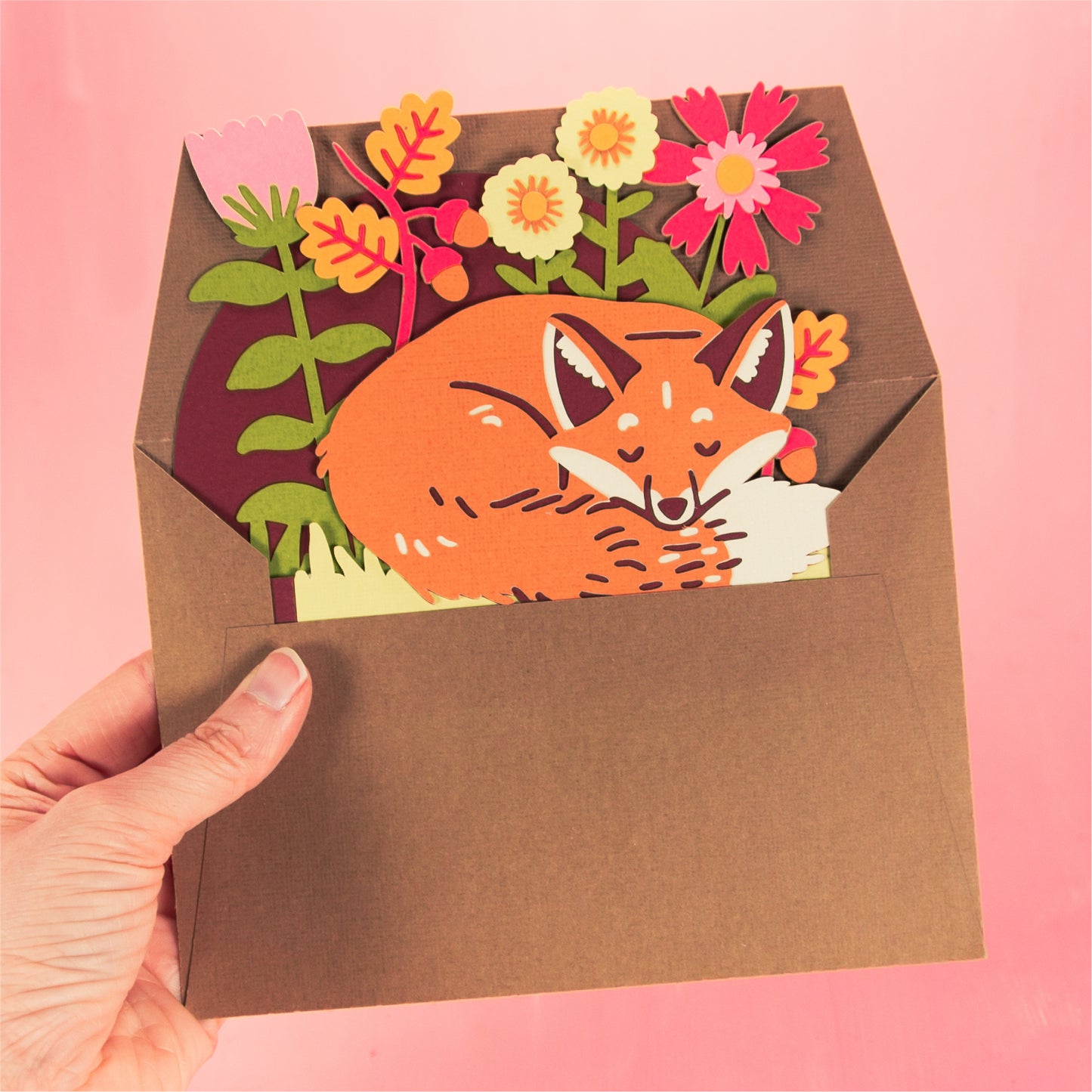 Sleeping Fox Card - 3D Card SVG