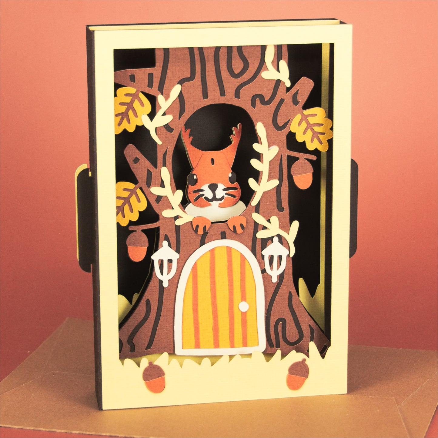 Squirrel in a Tree House Card - 3D Card SVG